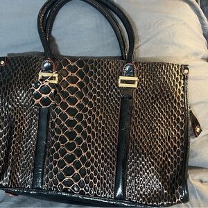 MC Marc Chantel Black Crocodile Embossed Crossbody/ Shoulder Bag